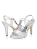 Chaussures de mariage élégantes T-bar Sandales Bout ouvert Talon aiguille Chaussures de mariée avec strass