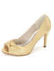 Chaussures de mariage peep détail torsadée Satin haut talon chaussures de mariée