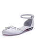 Chaussures de mariage Perles de satin blanc Bout rond Chaussures de mariée plates