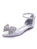 Chaussures de mariage plates noeuds en satin blanc bout pointu sangle de cheville chaussures de mariée chaussures de demoiselle dhonneur