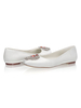 Chaussures de mariage plates Satin Bout rond Chaussures de mariée confortables avec strass