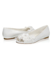 Chaussures de mariage plates Satin Peep Toe Chaussures de mariée avec des fleurs