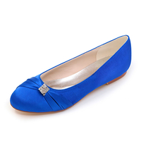 Chaussures de mariage pour femme noeuds en satin rose bout rond chaussures de mariée plates