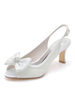 Chaussures de mariage pour femmes Bows Lace Peep Toe Chunky Heel Chaussures de mariée