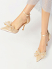 Chaussures de mariage pour femmes Bows Satin Bout pointu Talon aiguille Chaussures de mariée