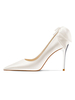 Chaussures de mariage pour femmes Bows Satin Bout pointu Talon aiguille Chaussures de mariée
