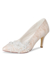Chaussures de mariage pour femmes Chair Synthétique Fleurs en cuir Bout fermé Talon aiguille Chaussures de mariée