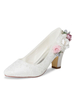 Chaussures de mariage pour femmes Cuir Synthétique Ivoire Bout fermé Fleurs Talon bottier