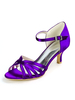 Chaussures de mariage pour femmes en satin violet foncé à bout ouvert avec boucle