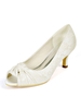 Chaussures De Mariage Pour Femmes Ivoire Dentelle Peep Toe Chaton Talon Chaussures De Mariée