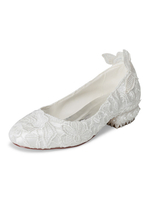 Chaussures de mariage pour femmes ivoire en cuir Synthétique bout fermé talon épais chaussures de mariée