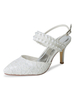 Chaussures de mariage pour femmes ivoire en cuir Synthétique perles bout pointu talon aiguille chaussures de mariée