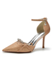 Chaussures de mariage pour femmes nœuds tissu à paillettes bout pointu talon aiguille chaussures de mariée