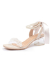 Chaussures de mariage pour femmes Perles PVC Upper Square Toe Puppy Heel Chaussures de mariée