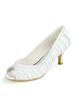 Chaussures de mariage pour femmes Satin Blanc Peep Toe Kitten Heel 2.4