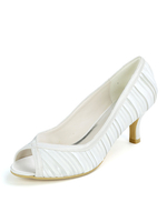 Chaussures de mariage pour femmes Satin Blanc Peep Toe Kitten Heel 2.4