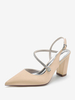 Chaussures De Mariage Pour Femmes Satin Bout Pointu Strass Talon Épais Chaussures De Mariée
