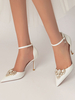 Chaussures de mariage pour femmes Strass Paillettes Tissu Bout pointu Talon aiguille Chaussures de mariée