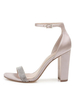 Chaussures de mariage pour femmes Strass Satin Bout carré Talon épais Chaussures de mariée