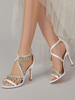 Chaussures de mariage pour femmes Strass Satin Bout ouvert Talon aiguille Chaussures de mariée