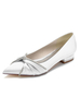 Chaussures de mariage pour femmes Strass Satin Bout pointu Chaussures de mariée plates