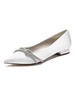 Chaussures de mariage pour femmes Strass Satin Bout pointu Chaussures de mariée plates