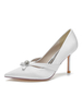 Chaussures de mariage pour femmes Strass Satin Bout pointu Talon aiguille Chaussures de mariée