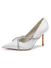 Chaussures de mariage pour femmes Strass Satin Bout pointu Talon aiguille Chaussures de mariée
