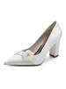 Chaussures de mariage pour femmes Strass Satin Bout pointu Talon épais Chaussures de mariée