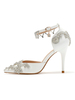 Chaussures de mariage PU Chaînes en cuir PU blanc pointu pieds talon talon plus chaussures de mariée