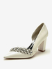 Chaussures De Mariage Sandales De Mère De Mariée Vernis Haut Bout Pointu Strass