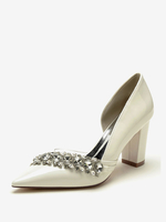 Chaussures De Mariage Sandales De Mère De Mariée Vernis Haut Bout Pointu Strass