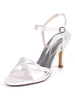 Chaussures de mariage Satin blanc bout ouvert talon aiguille chaussures de mariée bride à la cheville talons