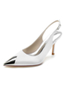Chaussures de mariage Satin Blanc Bout pointu Détails en métal Talon aiguille Chaussures de mariée