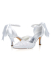 Chaussures de mariage Satin Blanc Bout pointu Fleurs Talon aiguille 3.1 "Chaussures de mariée