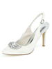 Chaussures de mariage Satin blanc pointu trees strass strass aiguë talon chaussures de mariée
