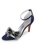 Chaussures de mariage Satin bleu profond bout ouvert strass talon aiguille bride à la cheville talon