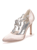 Chaussures de mariage Satin Champagne Bout pointu Strass Talon aiguille Talons de mariage