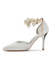 Chaussures de mariage Satin Deep Purple Bout pointu Perles Talon aiguille Chaussures de mariée hautes
