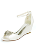 Chaussures de mariage Satin Ivoire Open Toe Strennestones à la cheville Talon compensé