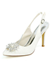 Chaussures de mariage satin ivoire pointu oie strass aiguille talon chaussures de mariée