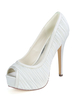 Chaussures de mariage Satin Royal White Peep Toe Talon aiguille Femme Chaussures basses