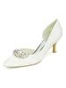 Chaussures de mariage Satin Silver Silver Toe Toe Strass Kitten Teel Chaussures de mariée