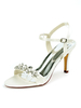 Chaussures de mariage Satin violet bout ouvert strass talon aiguille bride à la cheville talon chaussures de mariée