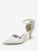 Chaussures De Mariage Soie Satin Bout Pointu Strass Talon Chaussures De Mariée