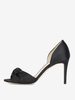 Chaussures de mariage soirée noires en satin nouées à talons hauts et bout ouvert