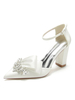Chaussures de mariage Strass Satin Bout pointu Talon épais Chaussures de mariée
