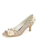 Chaussures de mariage Tissu pailleté Champagne bout pointu fleurs talon aiguille chaussures de mariée