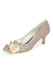 Chaussures de mariage Tissu pailleté Champagne bout pointu fleurs talon aiguille chaussures de mariée