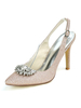 Chaussures de mariage Tissu pailleté Champagne bout pointu strass talon aiguille Slingback chaussures de mariée